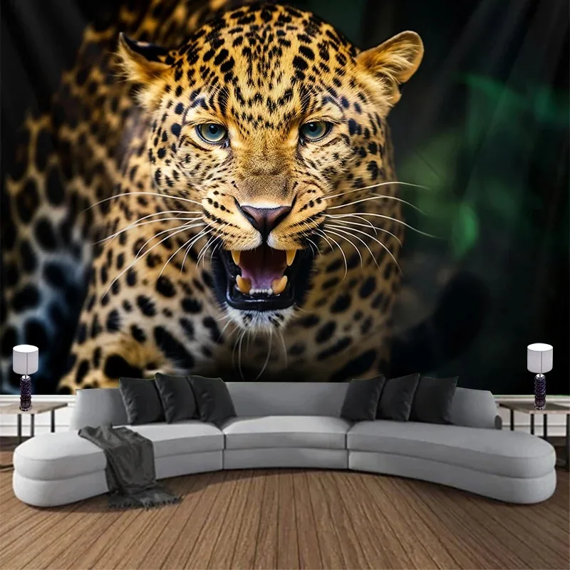 Гобелен с изображением животных леопарда водопада настенное искусство