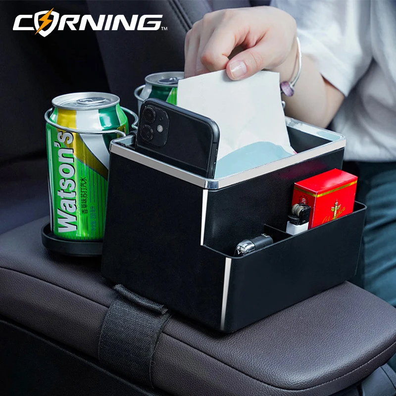 

Multifunctional Car Storage Box Console Armrest Organizer Interior Adjustable Stowing Tidying for Phone Tissue Cup Drink Holder