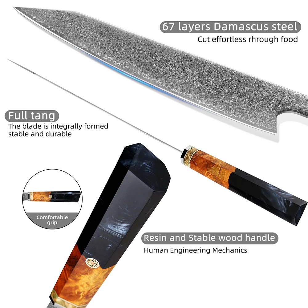 Дамасский нож шеф-повара Кирицуке 8-дюймовый кухонный Pro Sharp VG10 стальной для резки