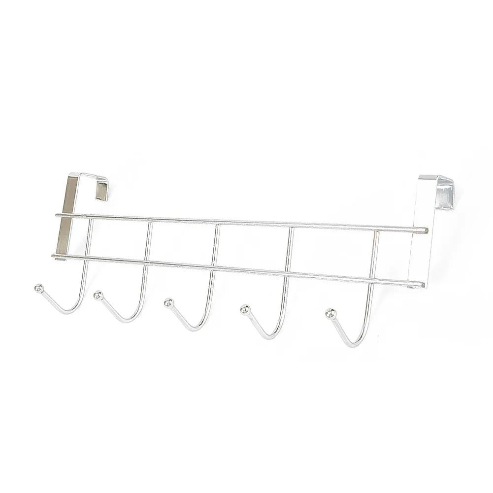 

5 Hooks Over The Door Hooks Wash Room Hanger Clothes Towel Storage Holder For Clothes Towels Shoes Hats Caps Hooks Rack