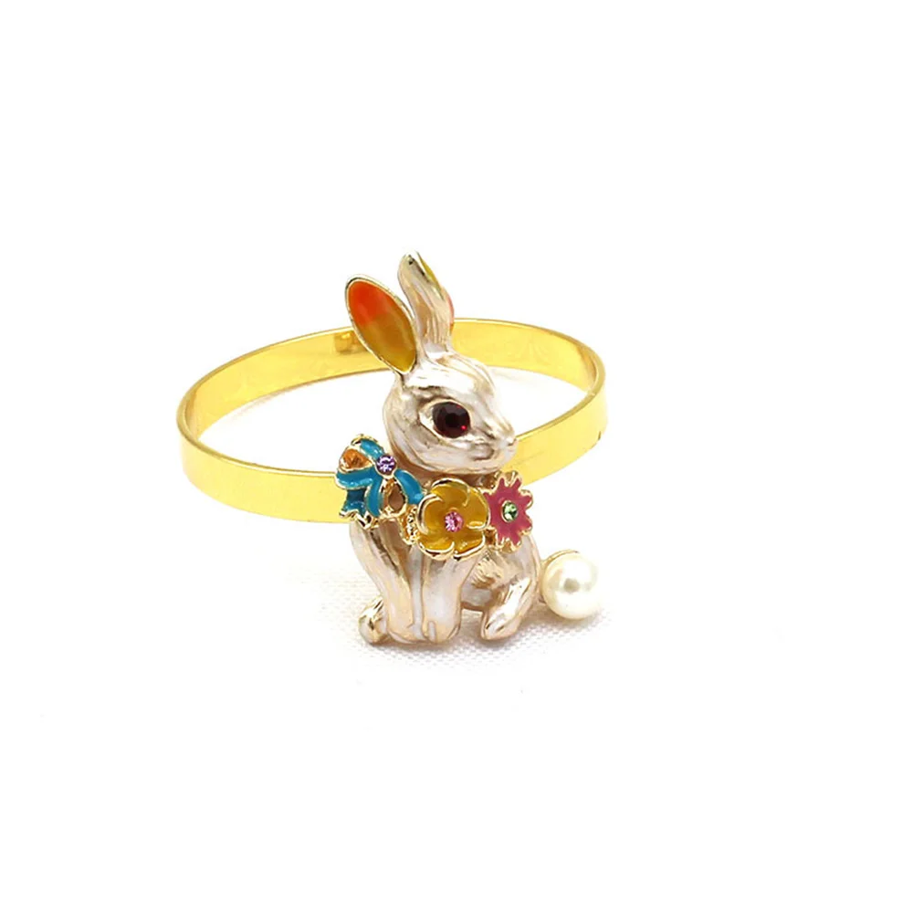 

New metal alloy Easter bunny napkin ring table top decoration for holiday celebrations and family gatherings