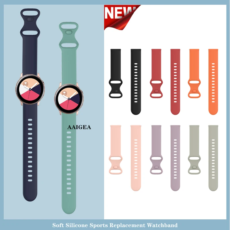 

20mm 22mm Silicone Watch Band for Samsung Galaxy Watch Active 2 /Watch 4 /Gear Sport for Amazfit GTR2 GTR3 Pro Strap Bracelet