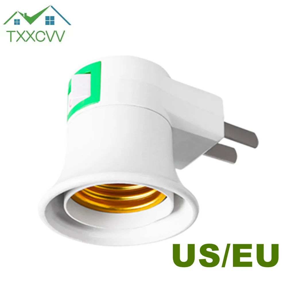 

1PC Hot Sale Practical White E27 LED Lamp Socket to EU Plug Adapter Converter Switch for High Quality Bulbs