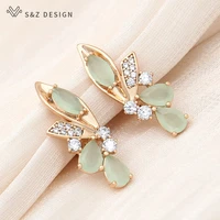 sz design new fashion symmetry butterfly crystal dangle earrings for women wedding champagne color cubic zirconia jewelry