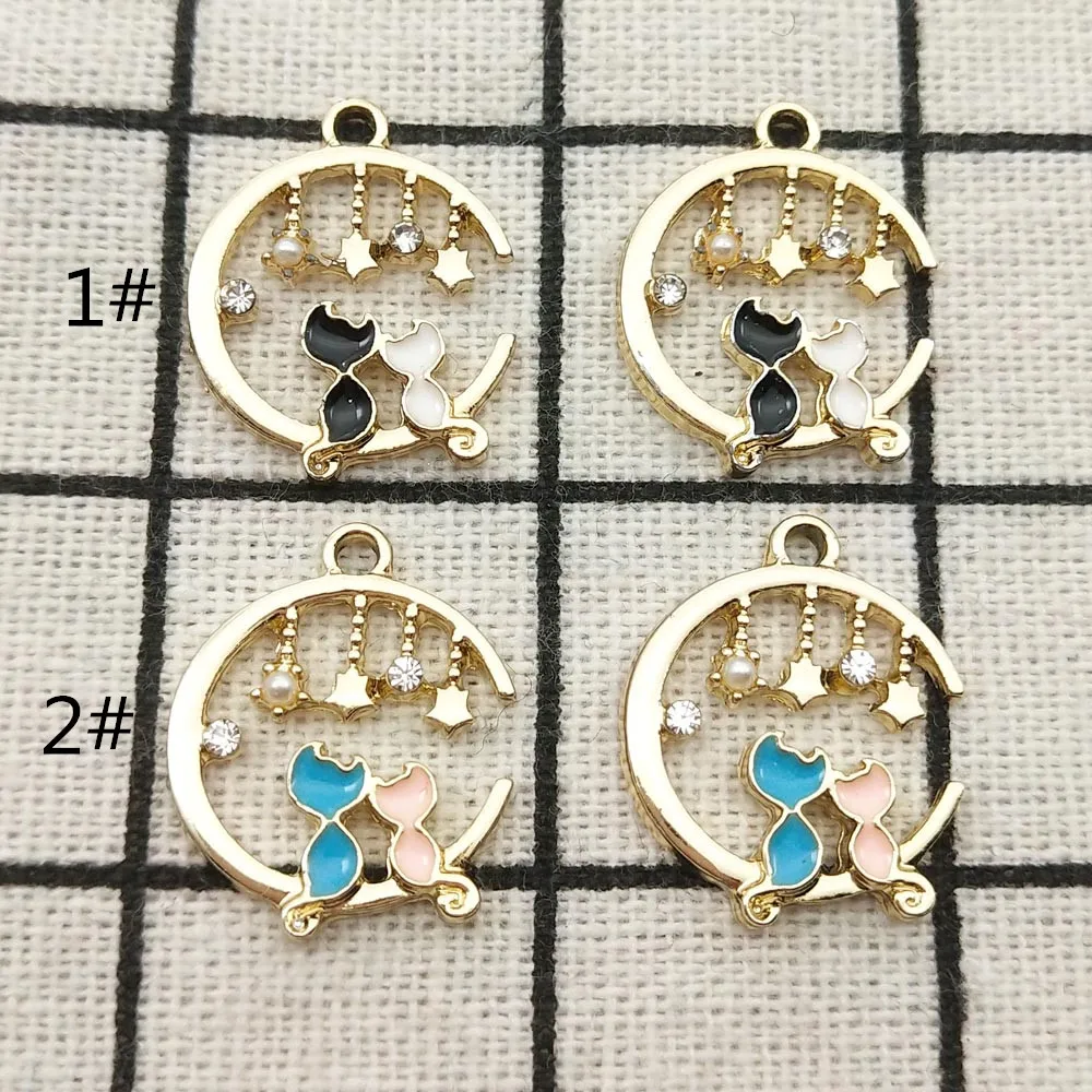 

10pcs enamel cat charm jewelry accessories earring pendant bracelet necklace charms zinc alloy diy finding 17x20mm