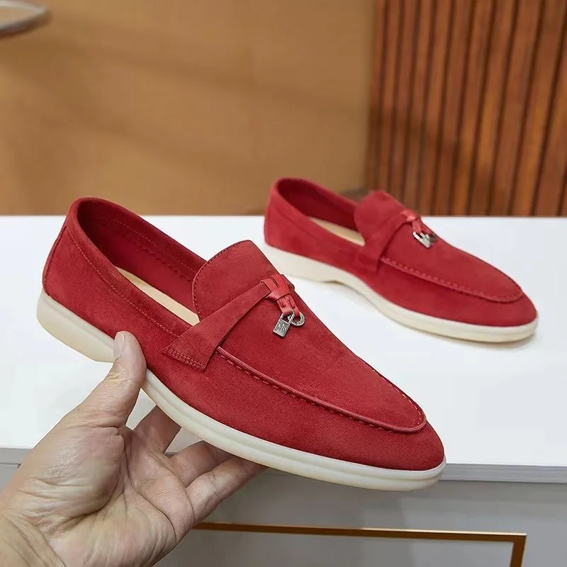 Summer Walk 2023 Pure Soft soled comfortable loafers Flat fringe Women's shoes Leather cashmere single shoes without shoebox