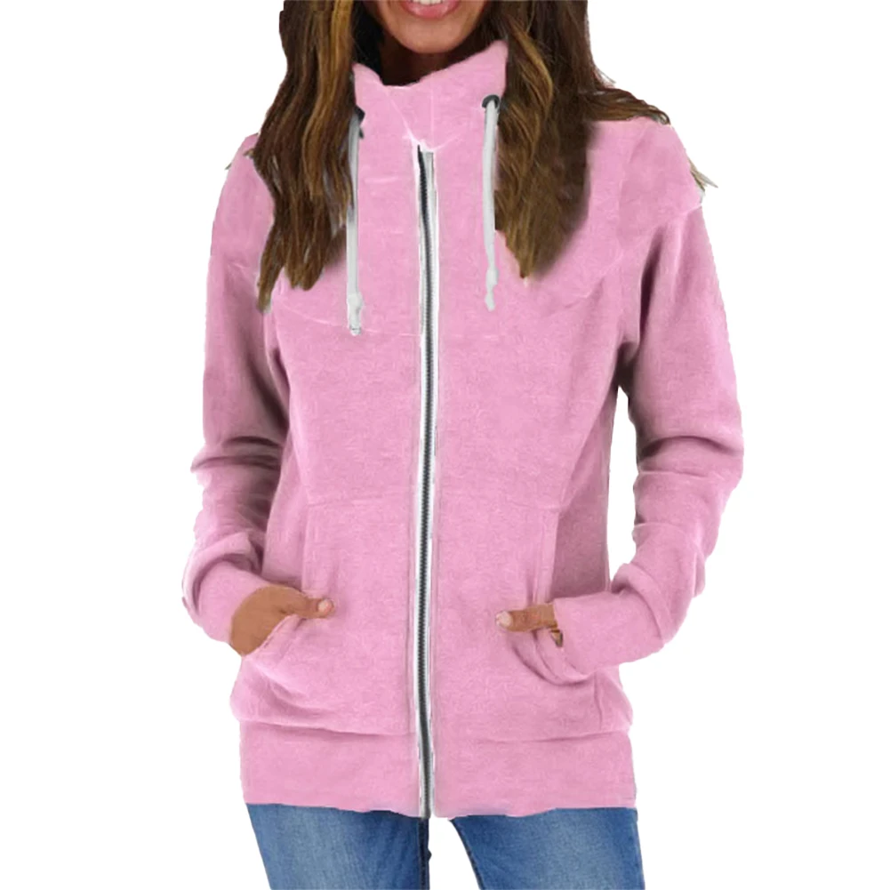 

Women Autumn Winter Plush Fleece Patchwork Zip Up Sweatshirt Jacket Top Coat Pullover Solid Fashion Pocket Ladies Sweater Jacket