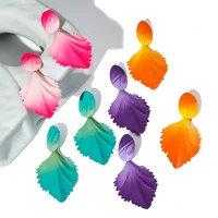 bohemian sweet multicolor spray paint leaf earrings for women trendy creative temperament earrings party wedding jewelry