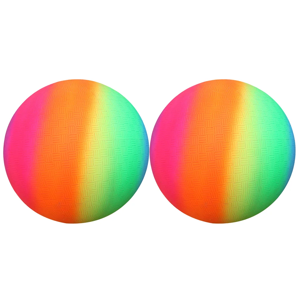 

2pcs Rainbow Playground Balls Bouncy Balls Beach Sports Play Kickball Flapping for Indoor Outdoor Playground Games 22cm