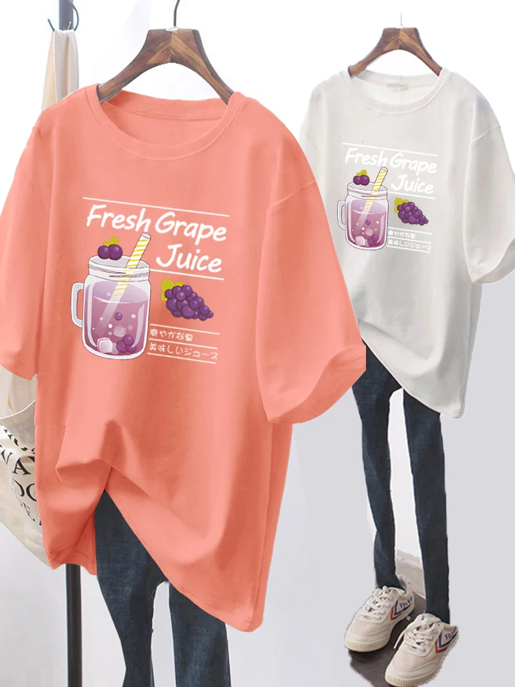 Женская футболка с коротким рукавом и принтом летняя свободная большого размера