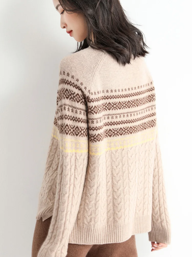 Женский вязаный жаккардовый кардиган винтажный шерстяной в Корейском стиле