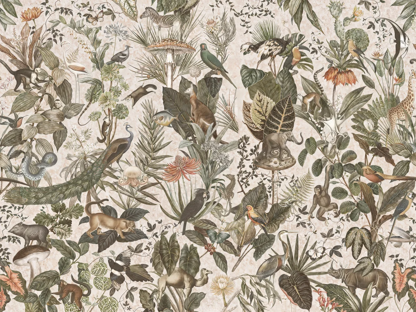 

Шелковые обои Beibehang с изображением животных из Юго-Восточной Азии