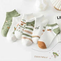 1pairs spring summer cotton flowers socks women embroidery breathable sock harajuku school girl ankle kawaii socks