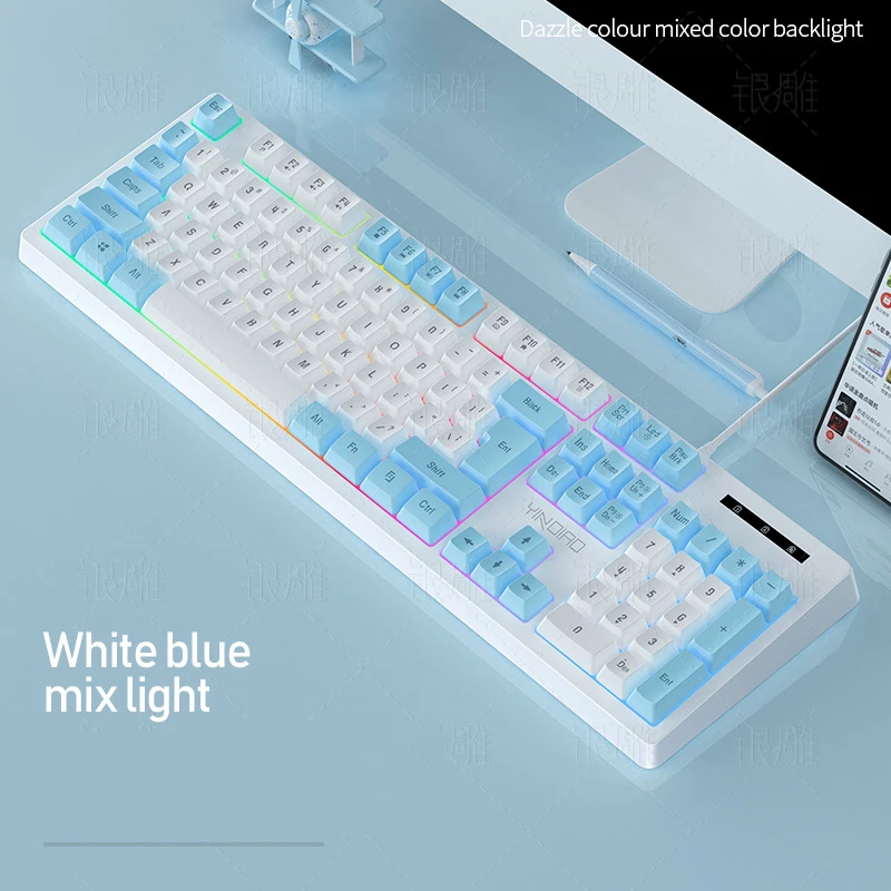 pink blue gaming keyboard mechanical feel wired usb rgb backlit color matching 104 keys keyboards for pc home office gamer free global shipping