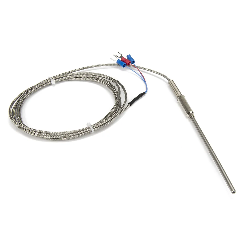 FTARP08 PT100 Tipo 2m cable trenzado de metal 100mm cabezal de sonda flexible RTD sensor de temperatura diámetro 3mm 4mm 5mm 6mm