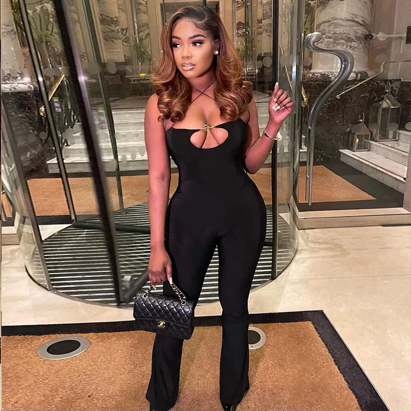 

Женский Облегающий комбинезон с открытой спиной, без рукавов