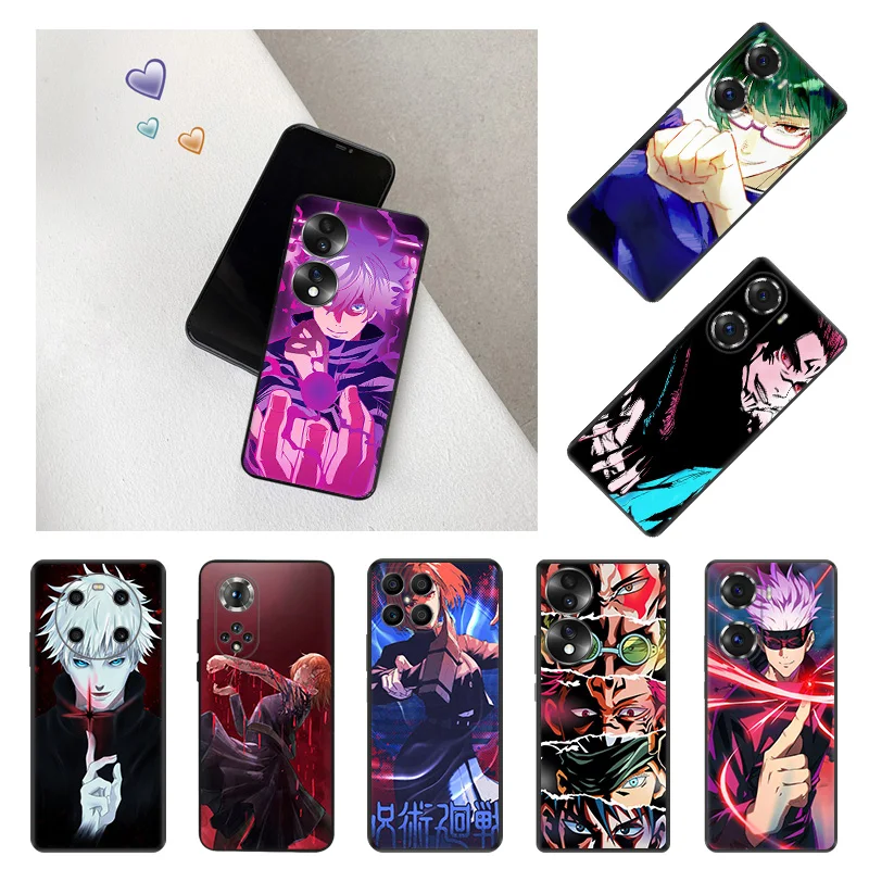 

Black Anti-Drop Phone Case For Honor X9 X8 X7 X6 X40 X40i Play6T 6C 9A Magic4 70 60 50 30i 20 8X Jujutsu Kaisen Anime Gojo Cover