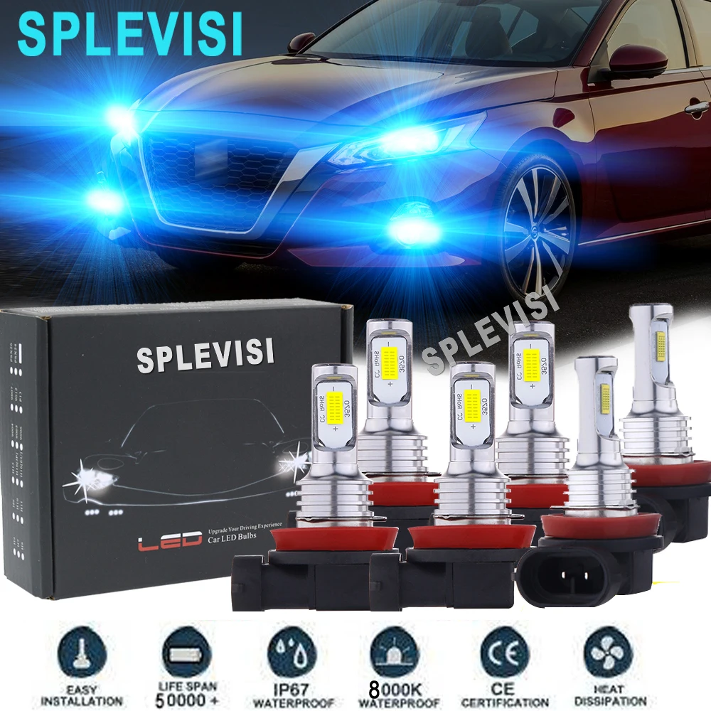 

Светодиодсветильник передние фары, противотуманные фары, лампа ближнего и дальнего света 8000K Ice blue для Nissan Sentra 2013-2019 Altima 2007-2018 X-Trail 2015 2016 2017-2019