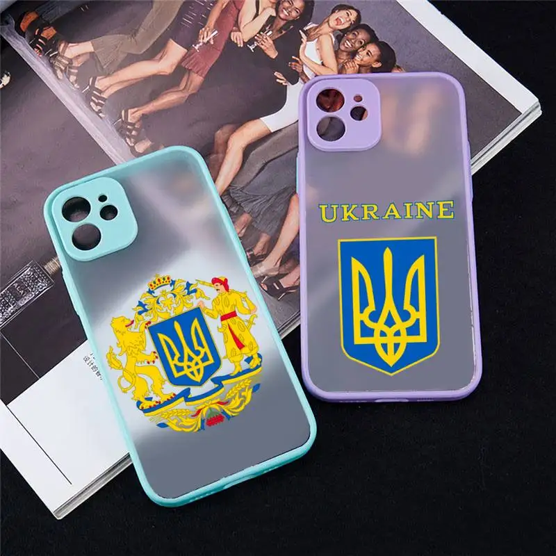 

Ukraine Flag Phone Case For iPhone 13 12 11 Mini Pro XR XS Max 7 8 Plus X Matte transparent blue Back Cover