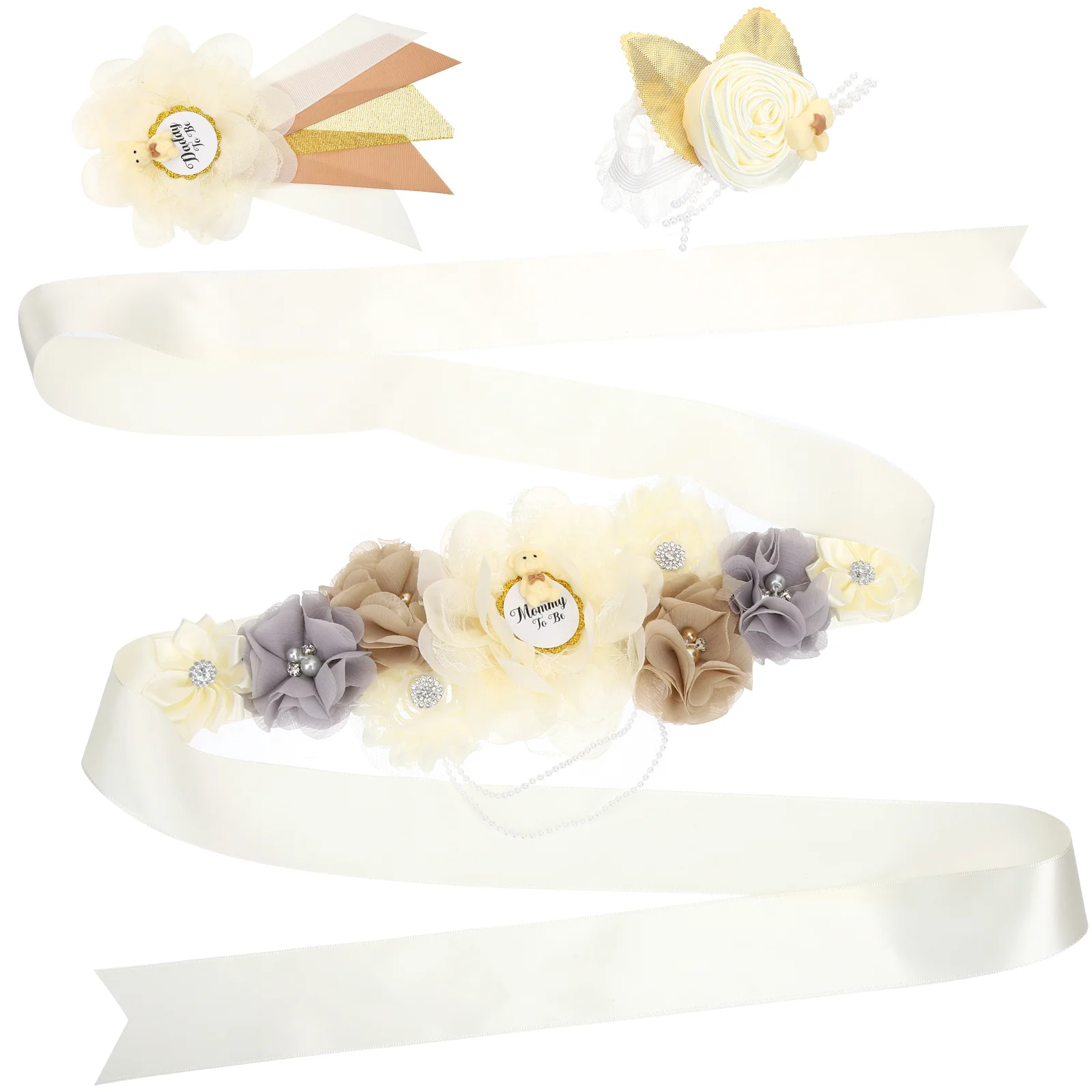 

Sash Belt Flower Rhinestone Bridal Wedding Dress Bride Girls Ornament Shower Baby Pregnancy Corsage Floral Belts Maternity