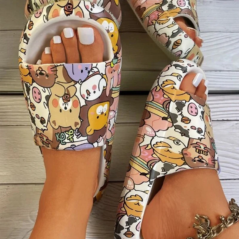 2023 Cute Anime Pattern Women Slides Outdoor Beach Non-slip Woman Slippers Lighte Bathroom Couple Sandals Summer Female Shoes