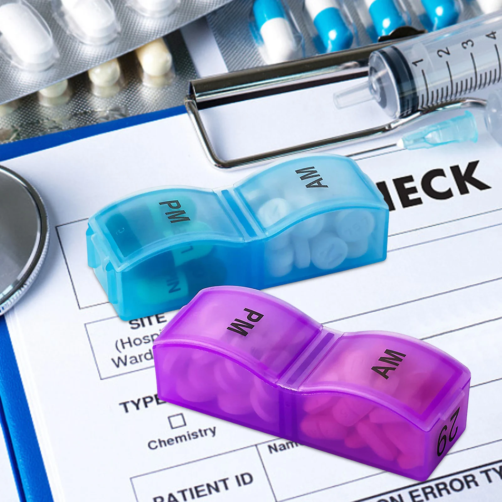 

Pill Organizer Monthly Small 31 Day Am/Pm Daily Medication Vitamin Medicine Supplement Pill Organizer Removable Daily AM/PM 32