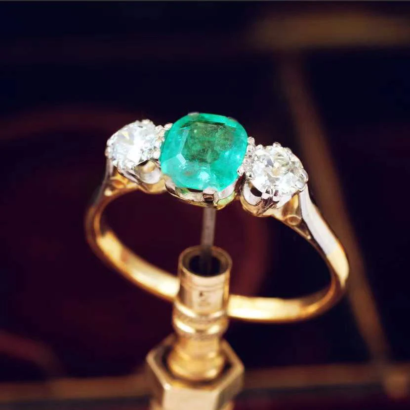 

Exquisite Gold Color Emerald Cubic Zirconia Ring for Women Romantic Wedding Ring Trendy Female Valentine's Day Gift Jewelry Anil