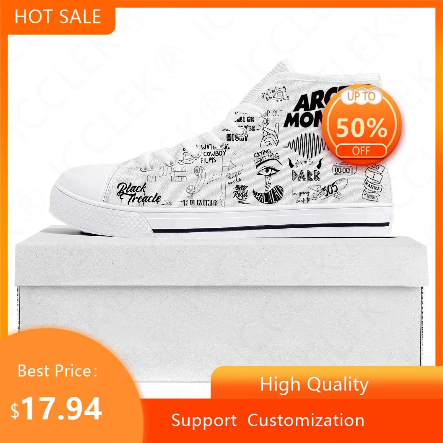 

Кроссовки Arctic monkey мужские/женские парусиновые, высокие кеды в стиле рок-группы, повседневная обувь для пары, под заказ