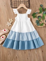 toddler girls colorblock ruffle trim cami dress