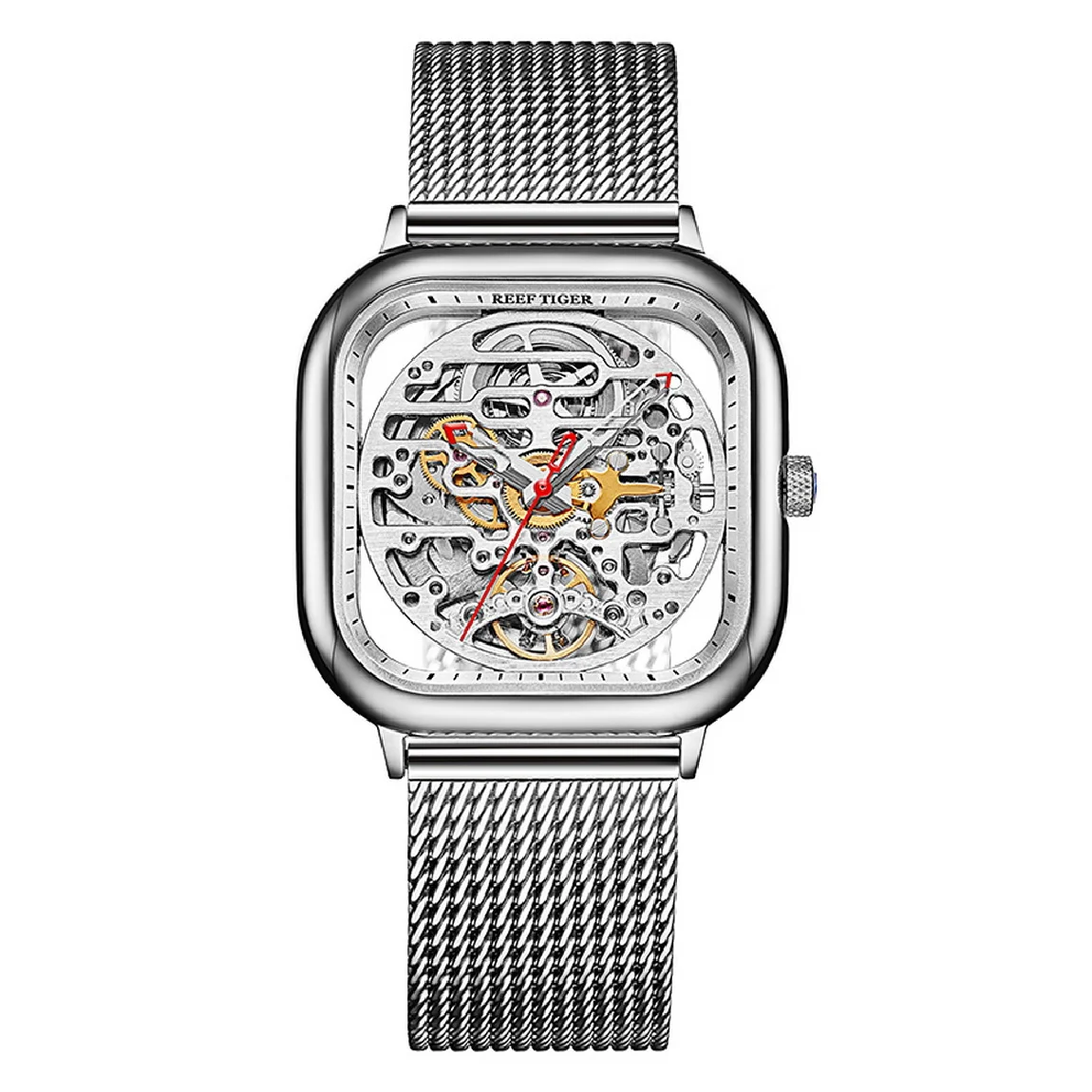 

Reef Tiger Mens Automatic Watches,Men Watch Top Luxury Brand Self Wind Mechanical Wristwatch Waterproof Sapphire Skeleton Dial