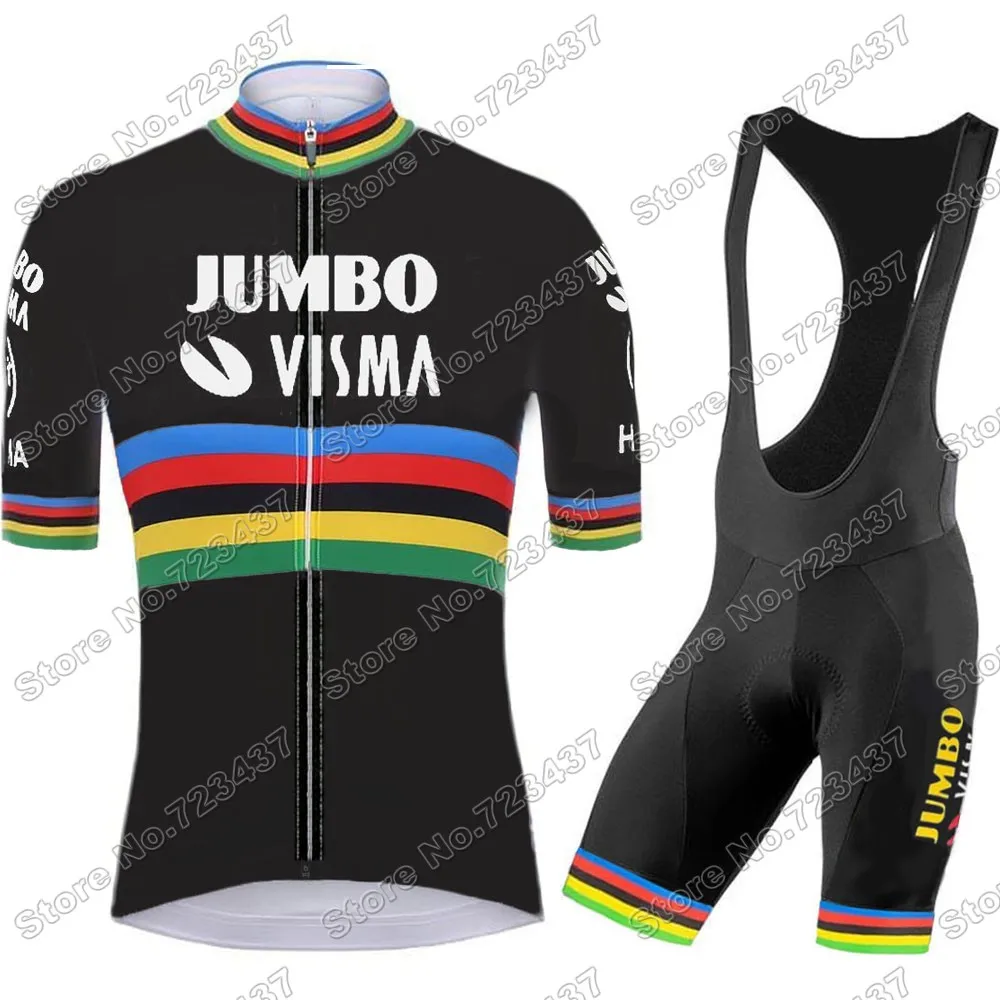 

Men's World Champion 2021 Jumbo Visma Cycling Clothing Summer Cycling Jersey Set Race Road Bike Suit Bicycle Bib Shorts Maillot