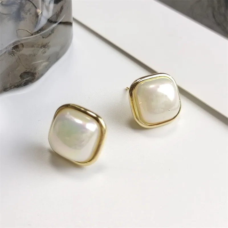 

Korea Dongdaemun Geometric Square Pearl Earrings 2023 New Fashion Niche Simple Temperament Earrings Earrings Female