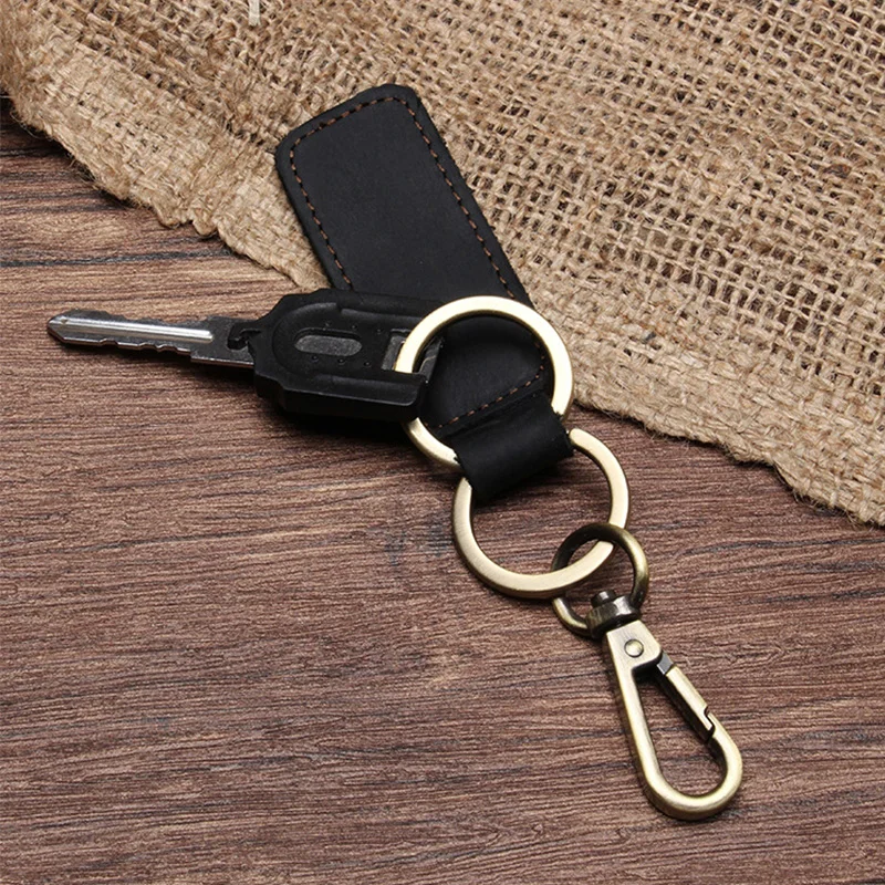 Real Genuine Leather Keychain for Men Fashion Design Business Small Gift Cowhide Car Keyrings Male Key Handicrafts Free Shipping