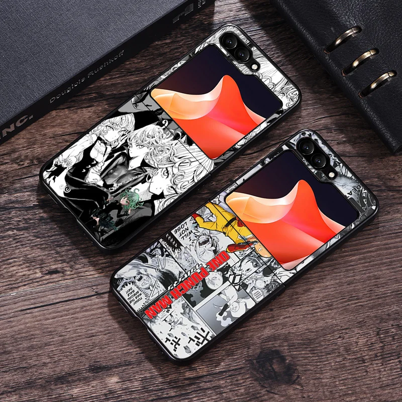 Матовый чехол для телефона Samsung Galaxy Z Flip6 5G Flip5 Flip4 Flip3 ZFlip 6 3 4 5 One Punch Man жесткий черный