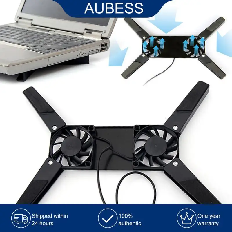 

Laptop Desk Support Dual Cooling Fan Notebook Computer Stand Foldable USB Rack Holder Black Tablet Accessories