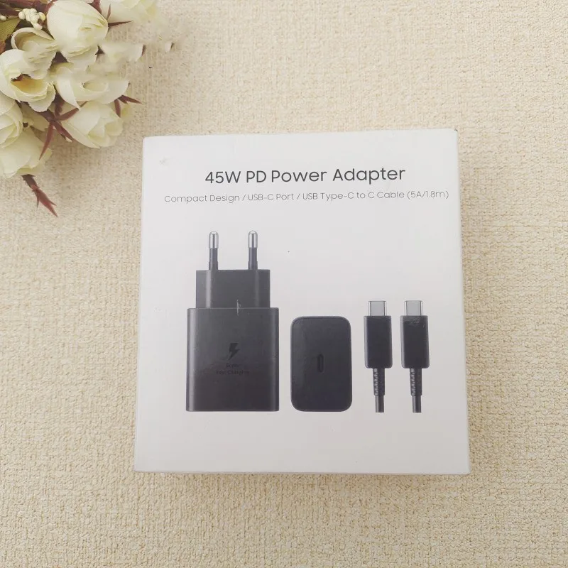 

For Samsung 45W GaN Super Fast Charger PD Wall Adapter 1.8M USB C To Type C Cable For Galaxy Note20 S22 S23 Ultra Note10