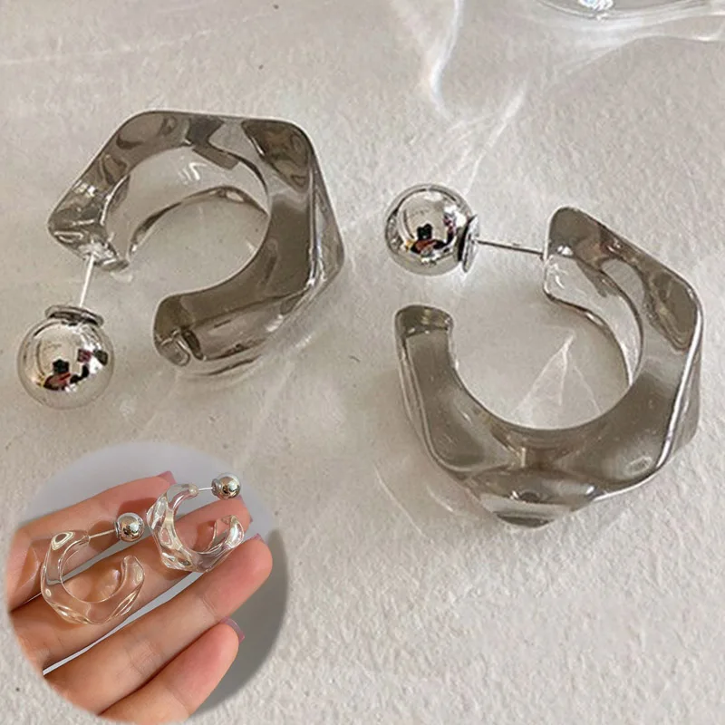 

New Clear Acrylic Geometric Hanging Earrings C-shaped Hoop Earrings Women Girls Trends Party Travel Jewelry Gifts