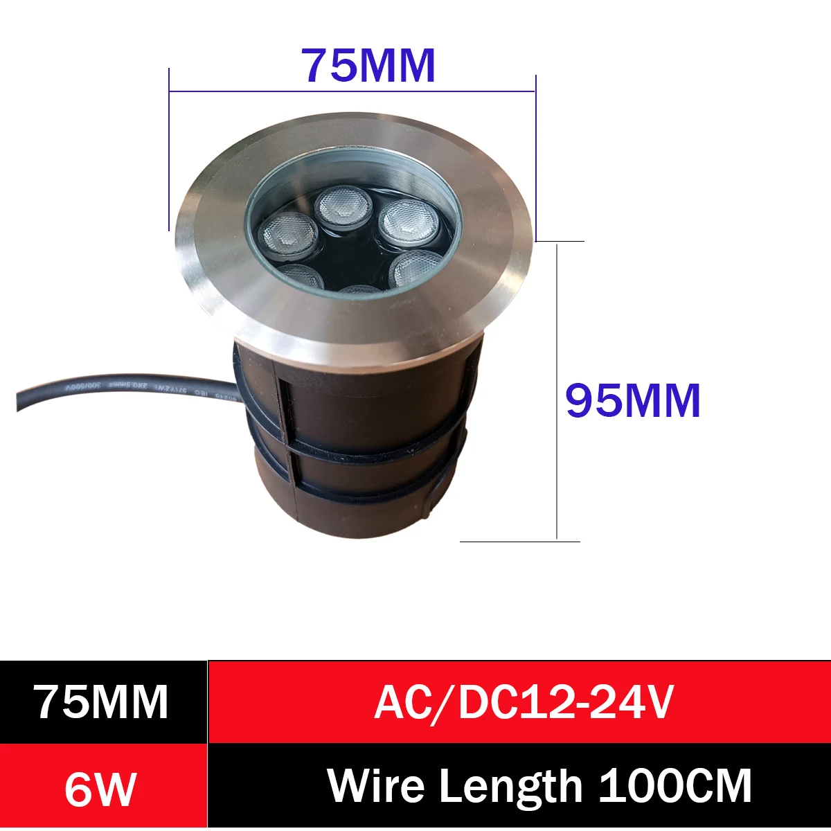 

42 мм, 52 мм, 62 мм, 75 мм, 1 Вт, 3 Вт, 6 Вт, 12-24 В, IP68, освещение для бассейнов, фотооборудования из нержавеющей стали, для подводной фотосъемки