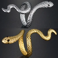 2 colors top quality punk cute snake ring for men women opening ring exaggerated antique fashion stereoscopic adjustable rings