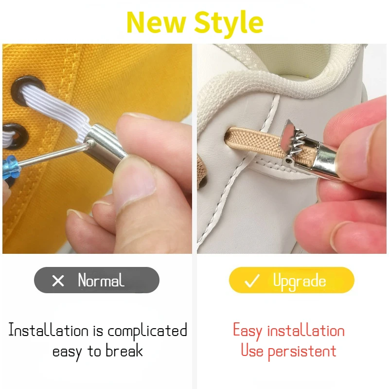 1 Pair Elastic No Tie Shoelaces Flat Shoe Laces For Kids and Adult Sneakers Quick Lazy Metal Magnetic Lock  Shoe Strings
