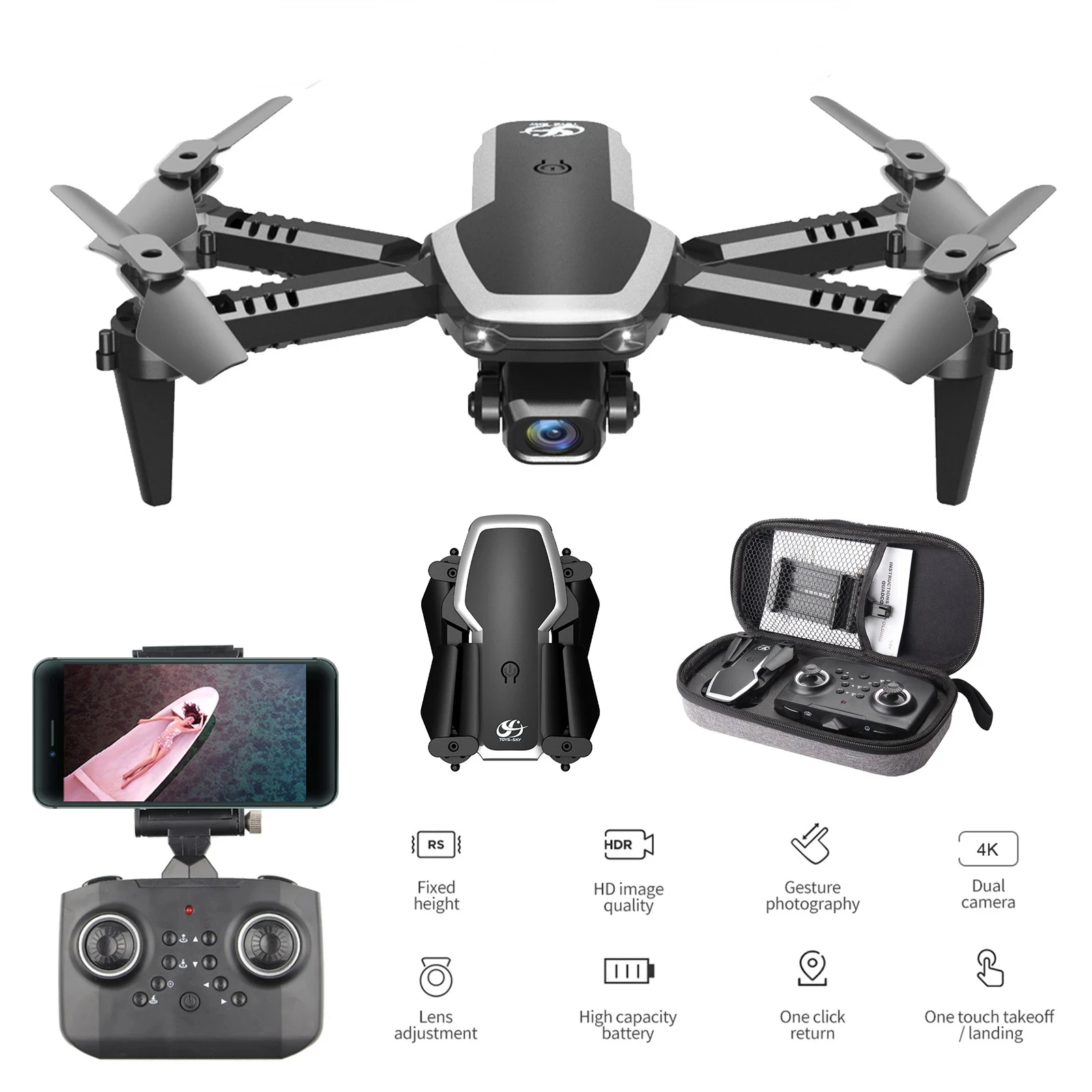 

Мини-Дрон S171 с камерой 4K HD, Wi-Fi, FPV