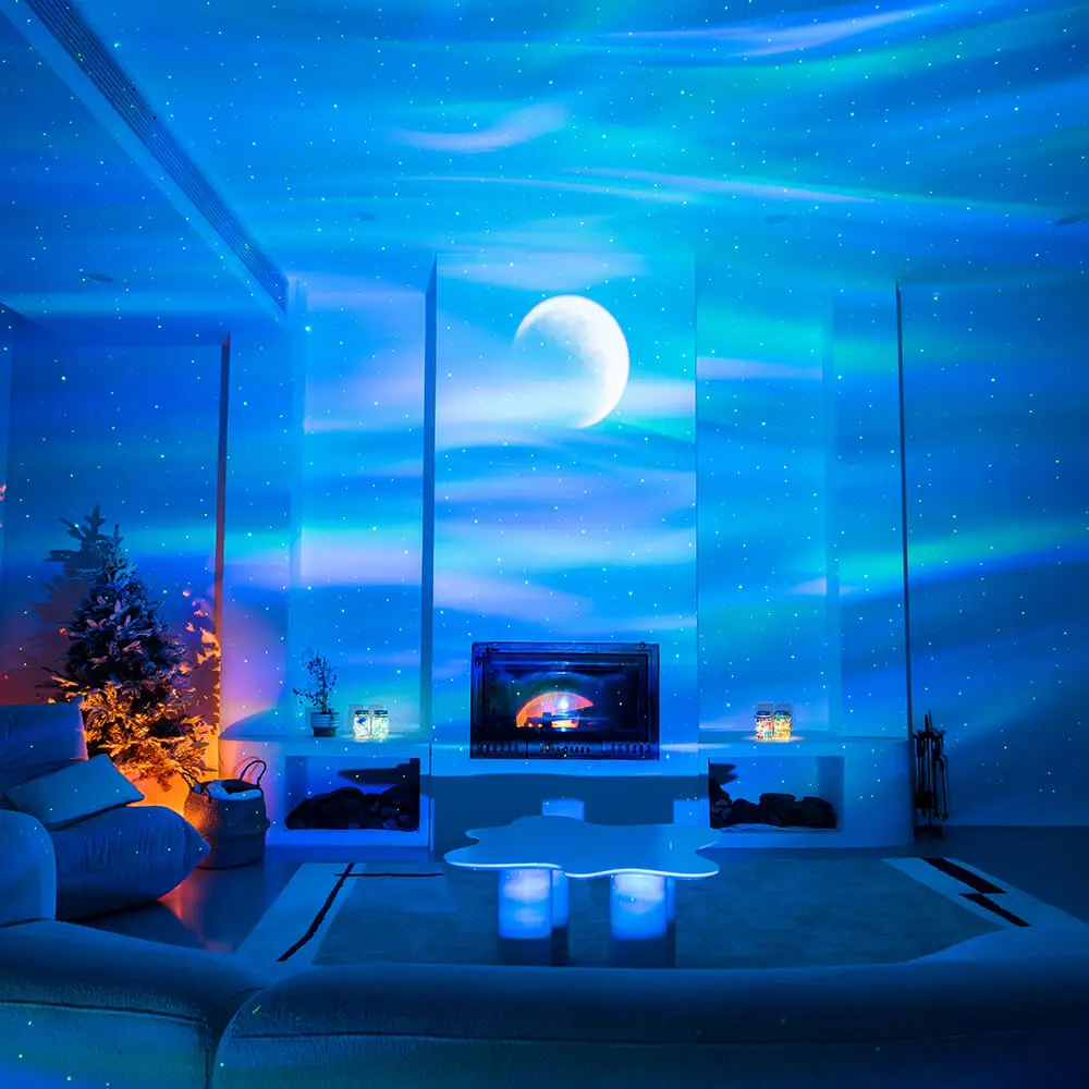 Led Aurora Borealis Moon Galaxy Night Lights Bluetooth Music Laser Star Nebula Projection Bedroom Decoration Atmospher Projector images - 6