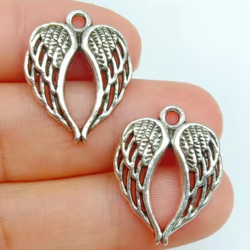 

15pcs Charms Heart Angel Wings 21x17mm Antique Silver Color Pendants Making DIY Handmade Tibetan Finding Jewelry