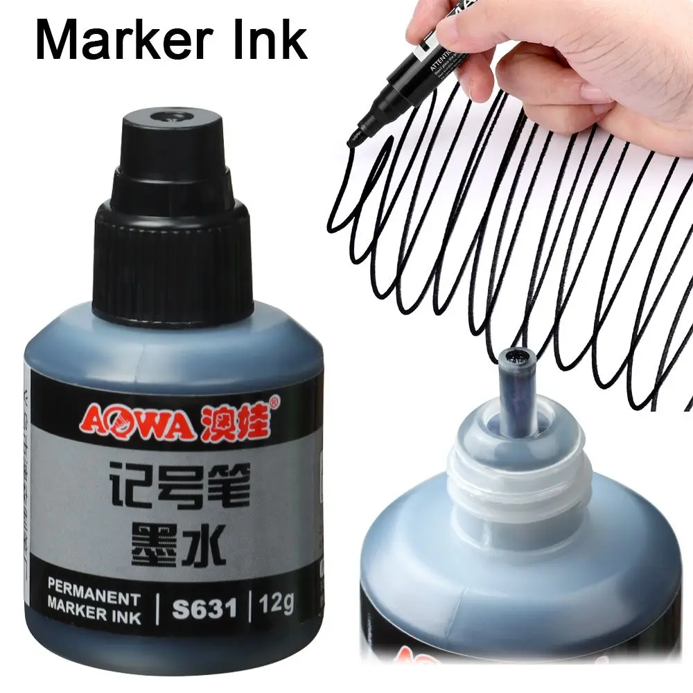 

12ml Waterproof Instantly Dry Graffiti Paint Pen Oil Ink Refill For Marker Pens Black Red and Blue Optional