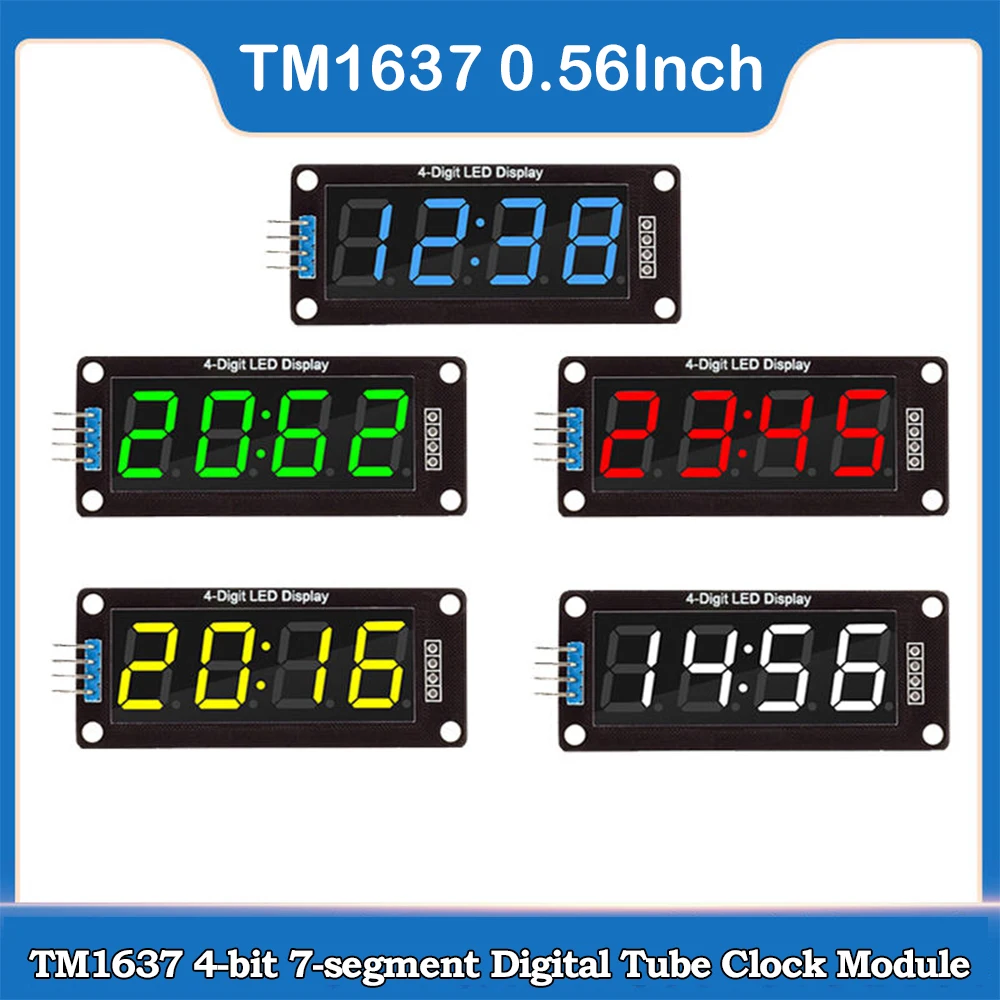 

TM1637 4-Digit Digital LED 0.56 Display Tube Decimal 7 Segments Clock Double Dots Module 0.56 inch White Display For Arduino
