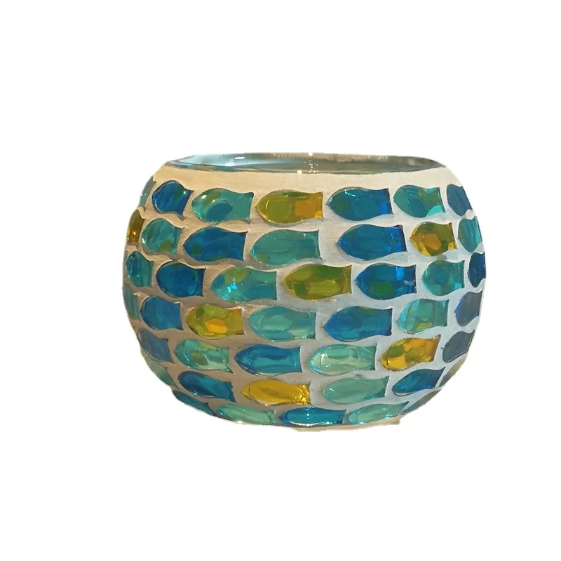 

Mediterranean Centerpieces for Wedding Tables Mosaic Glass Tea Candle Holder Romantic Candle Light Dinner Decoration