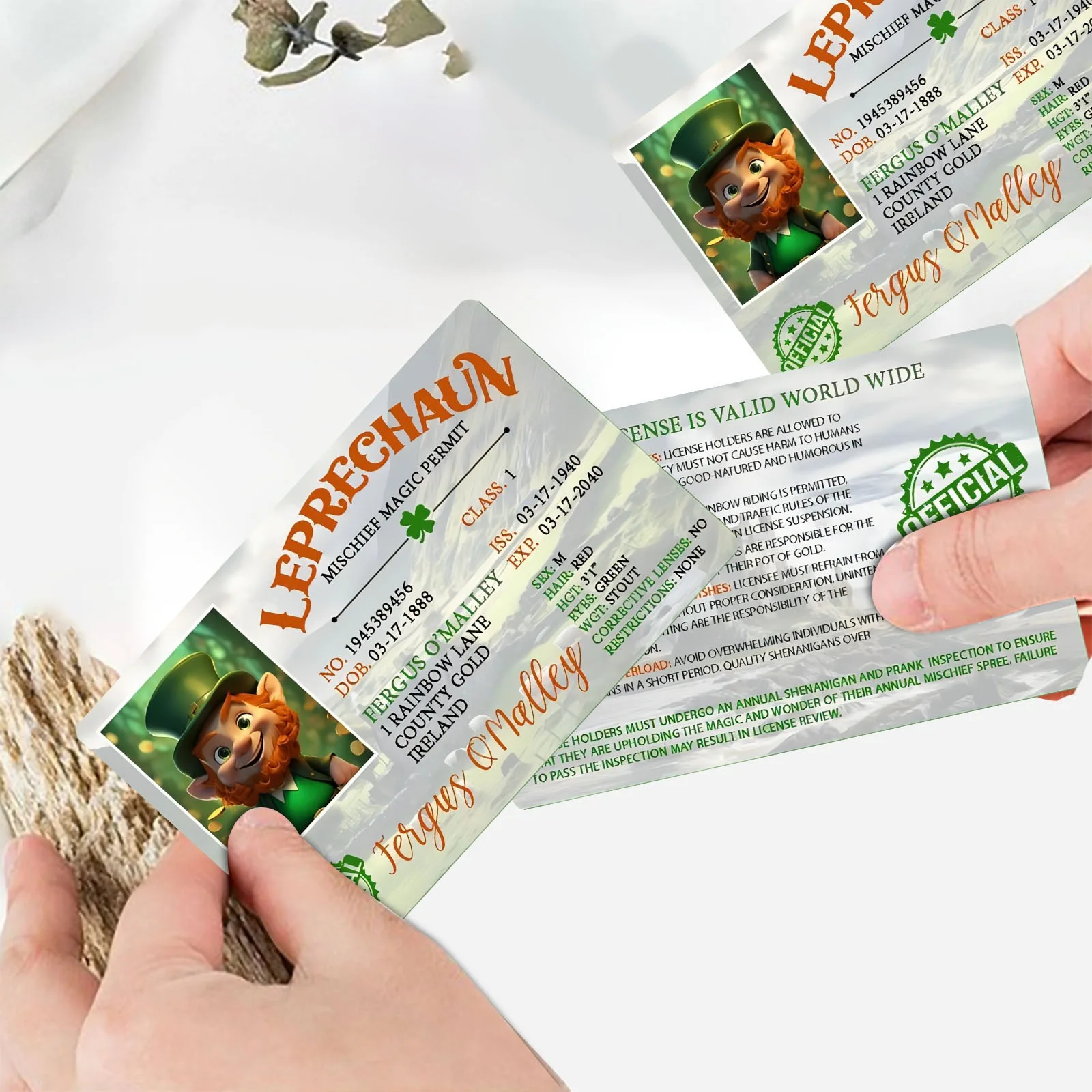 Карточка ко Дню Святого Патрика Лепрекон розыгрыш идентификационная карта