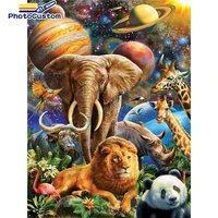photocustom paint by number elephant diy pictures by numbers animal kits drawing on canvas hand painted painting home decoration