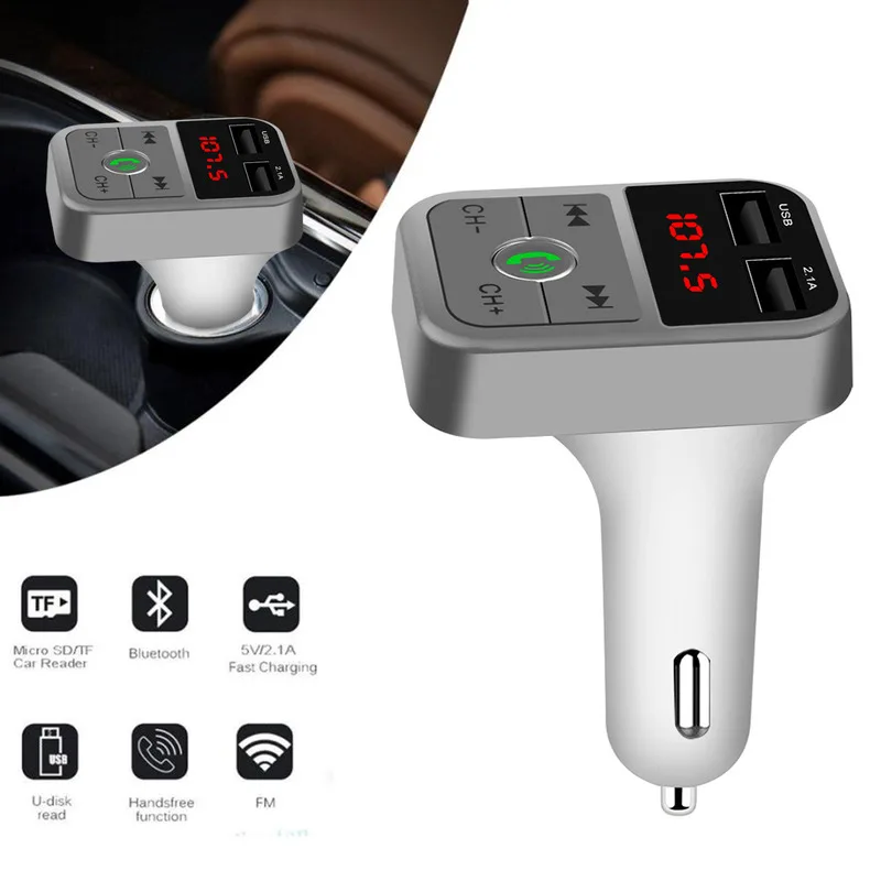 

Автомобильный беспроводной Bluetooth FM-передатчик, ЖК MP3-плеер, зарядное устройство USB, прикуриватель, Автомобильный MP3 Bluetooth-приемник