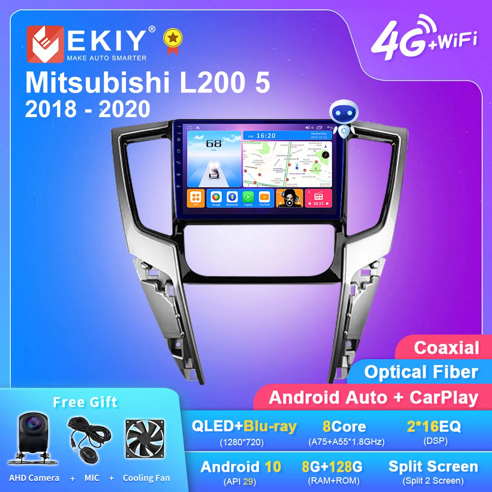 EKIY T7 QLED 8G 128G DSP Android автомобильное радио для Mitsubishi L200 5 2018-2020 автомобильный мультимедийный плеер Navi GPS стерео 2din DVD